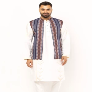 Navy Blue Textured Cotton Coaty